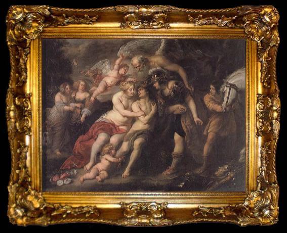 framed  Jan Van Den Hoecke Hercules between Vice and Virtue, ta009-2